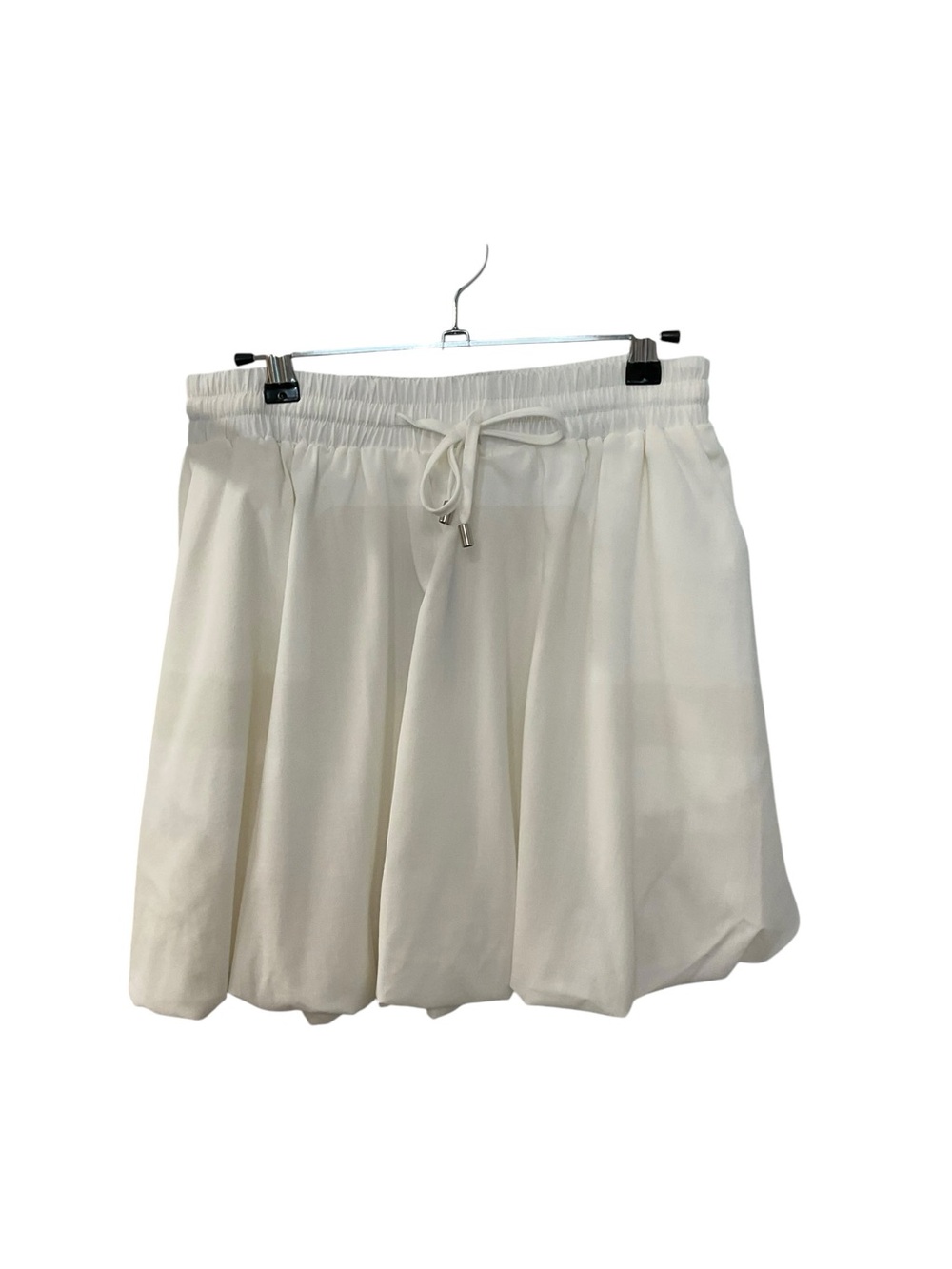 Women's Cream Bubble Skirt with Drawstring Waist